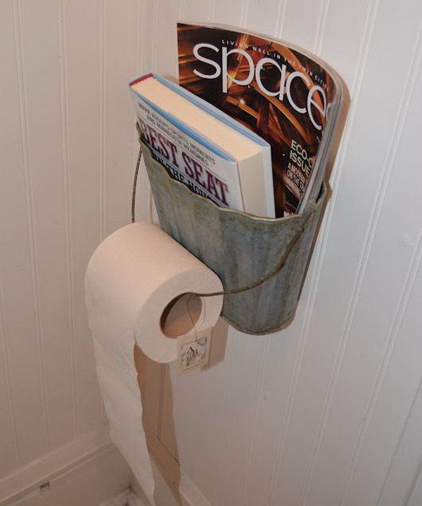 Use a Metal Basket as a Magazine and Toilet Paper Holder 