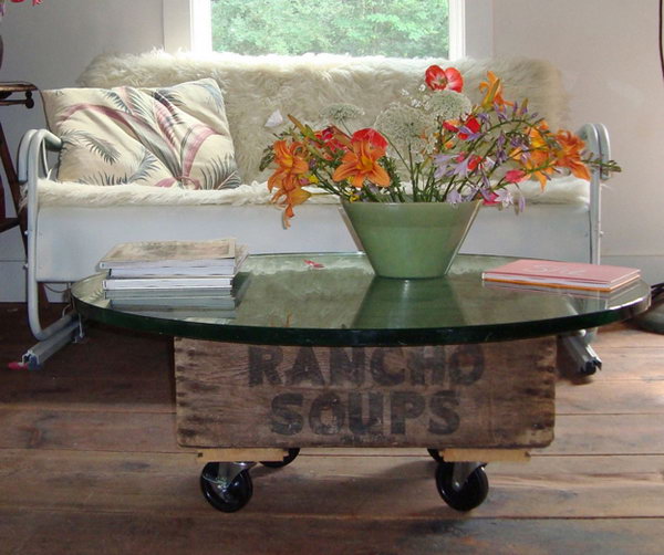 Create a Movable Vintage Coffee Table With An Old Crate 