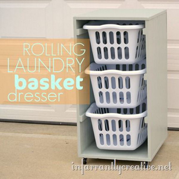Rolling Laundry Basket Dresser with Instructions 