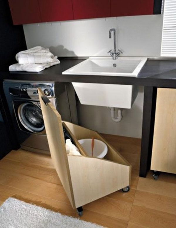 Under the Sink Storage in Laundry Room 