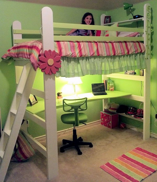 Green Loft Bed For Girl 