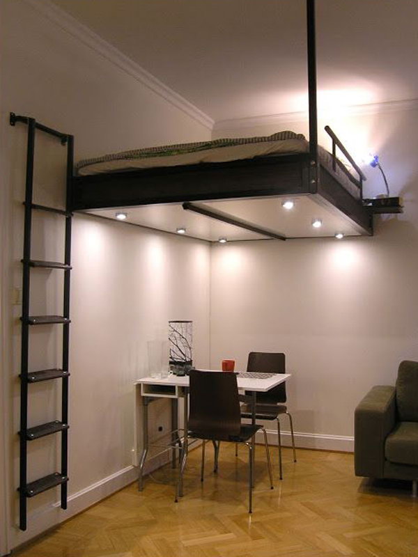 30 Cool Loft Beds For Small Rooms, Bunk Beds Hanging From Ceiling