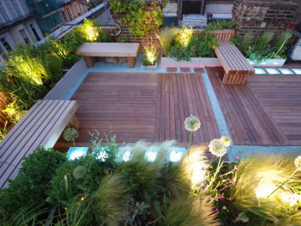 Lighted Ornamental Plants Based Rooftop Garden 