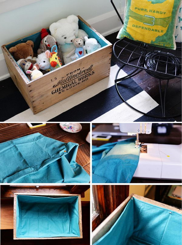 DIY Fabric Lined Toy Box 