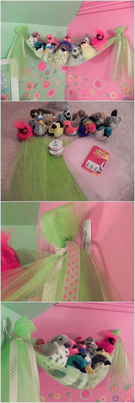 This Fancy Bird’s Nest is a Super Easy Stuffed Toy Storage for Girls' Room 