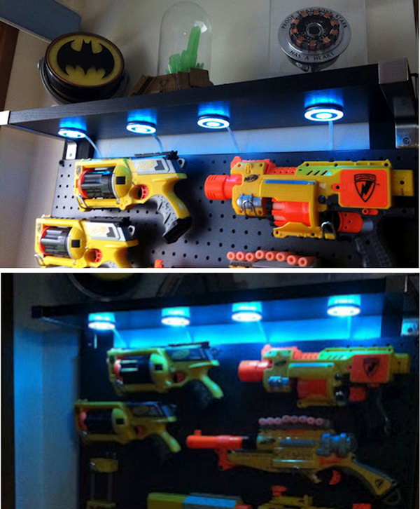 This Nerf Gun Display Case is Perfect for a Boy’s Room 