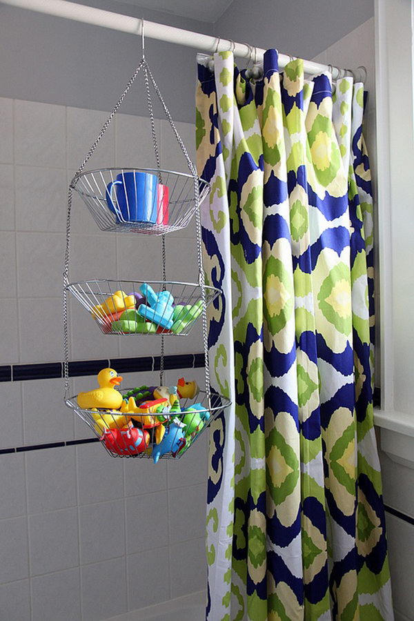 Use Hanging Fruit Baskets In Bathroom For Easy Access 