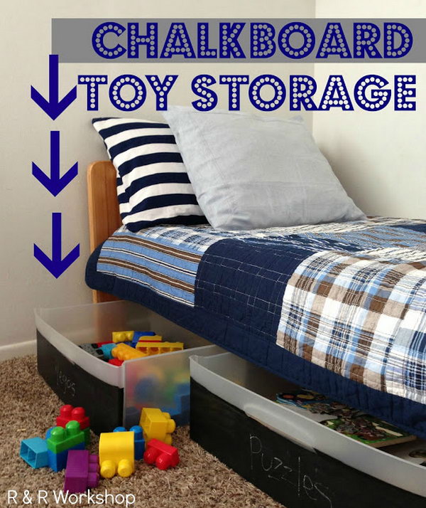 DIY Chalkboard Toy Storage Bins 