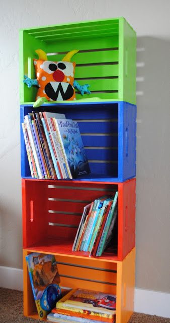 Painted Wood Crate Toy Storage 