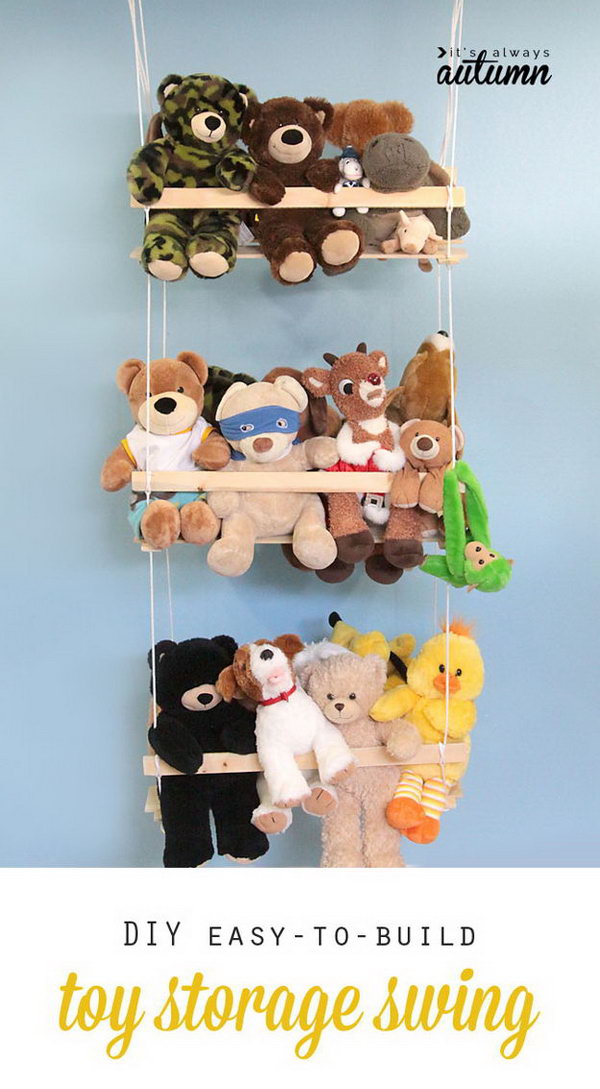 Create A Hanging Swing To Store Stuffed Toys 