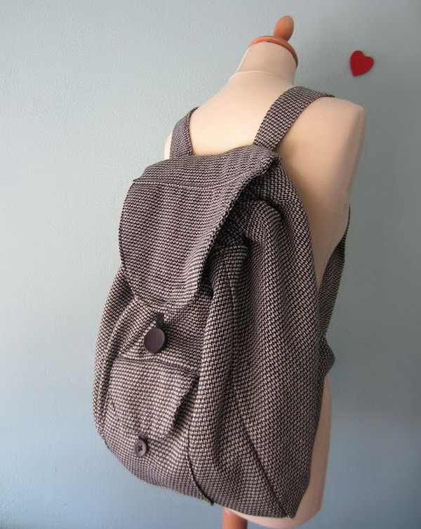 Drawstring Backpack With Flap. Get the tutorial 