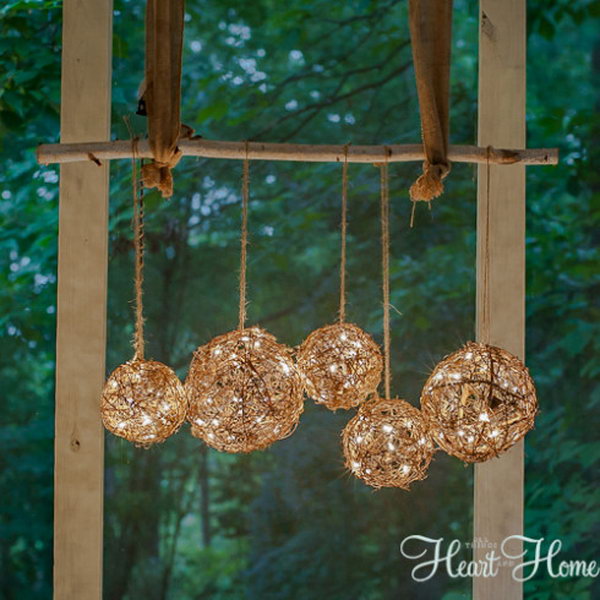 Easy DIY Outdoor Chandelier Made from Grapevine Balls. Check out the tutorial 