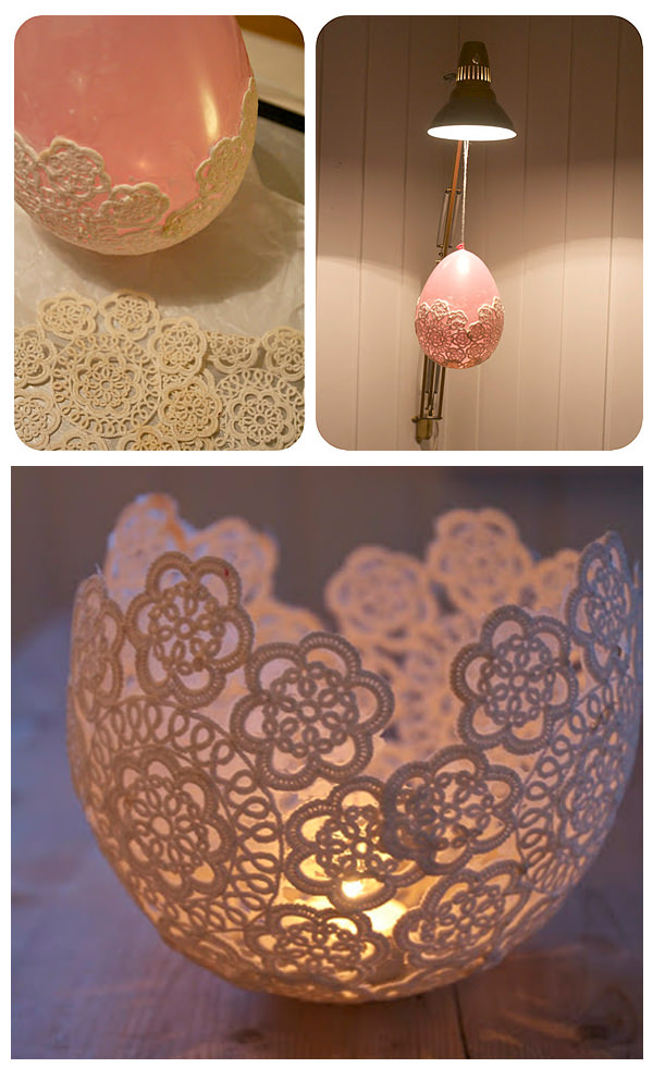 DIY Lace Candle Holder. 