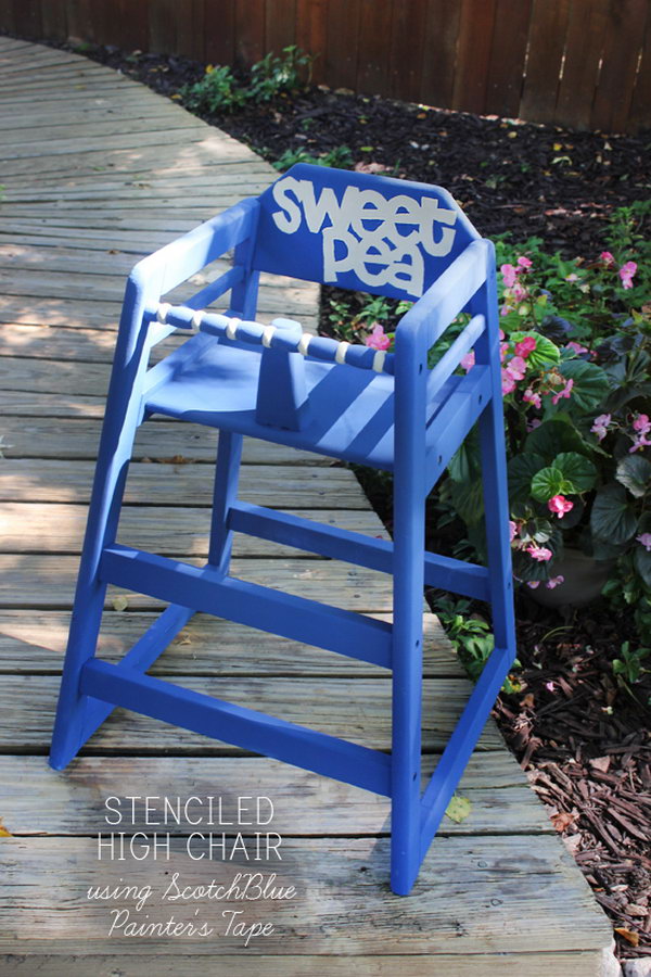 Blue Chalk Paint High Chair for Kids 