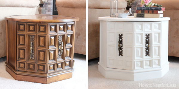Great Room End Table Makeover Using White Chalk Paint 
