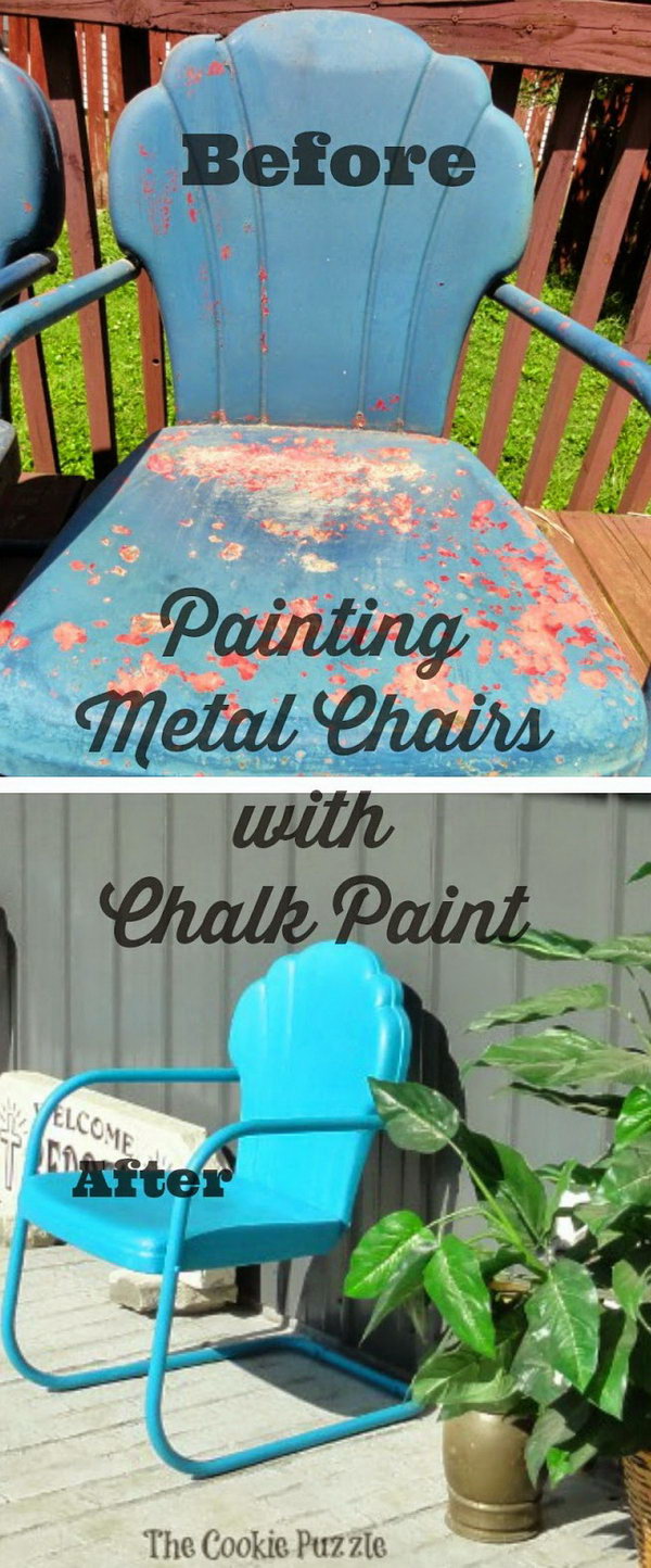 Painting Metal Chairs with Chalk Paint 
