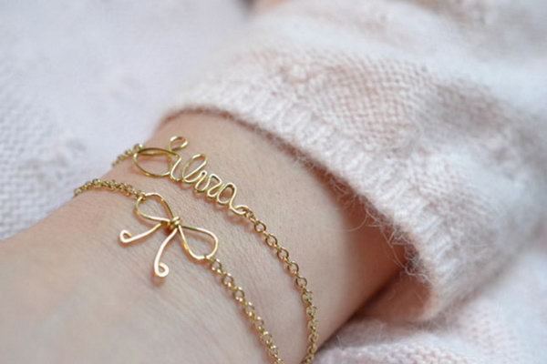 Name and Bow Wire Bracelet 