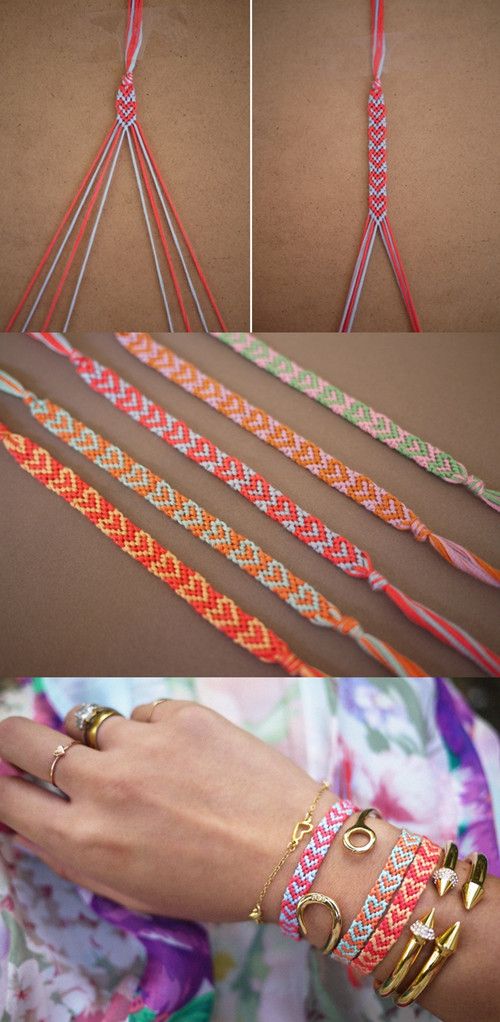 Beautiful Woven Heart Friendship Bracelet. Get the step by step tutorial with a lot of pictures. 