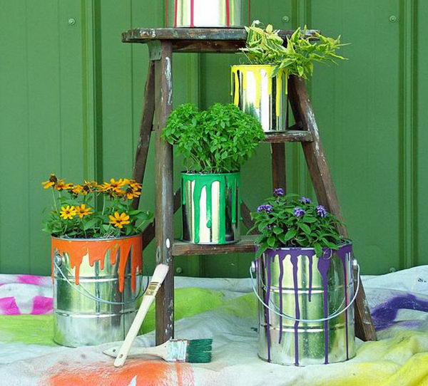 Paint Can Planters. 