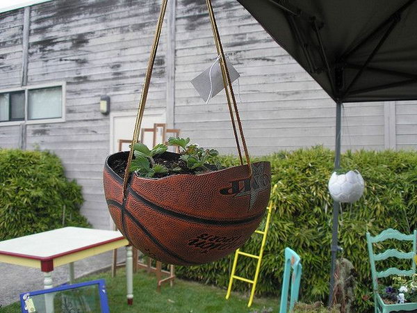 Basketball Hanging Planter. 