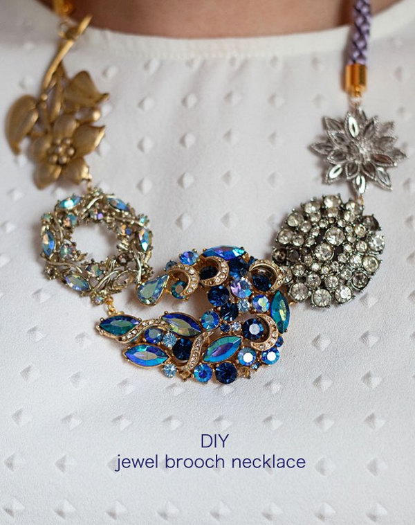 DIY Jewel Brooch Necklace 