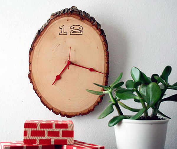 Wood Slice Clock. See the tutorial 