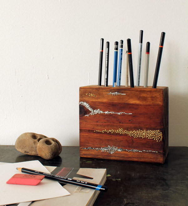 Embellished Wood Pencil Block. Get the tutorial 
