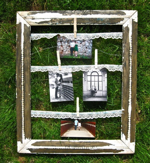 Vintage Clothes Pin Picture Frame. 