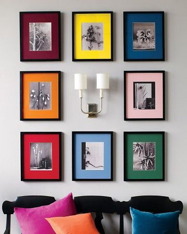 Colorful Display of Black and White Photos. 