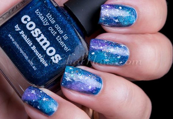 Blue Galaxy Nails. 