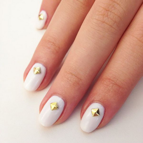 Gold Stud Nail Art. Such beautiful colors, cannot wait to try them! 