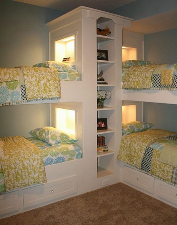 It's a clever idea to use your headboard for extra storage space. 