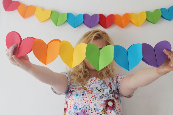 Rainbow Paper Heart Garland. See the details 