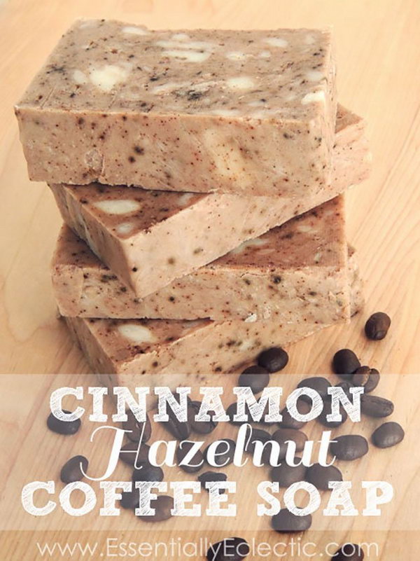 DIY Cinnamon Hazelnut Coffee Soap. This DIY soap smells amazing! 