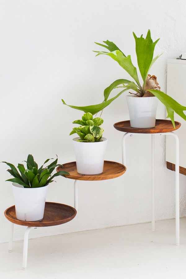 IKEA PS Plant Stand with Wooden Trays for a Much More Stylish Plante Display Option. 