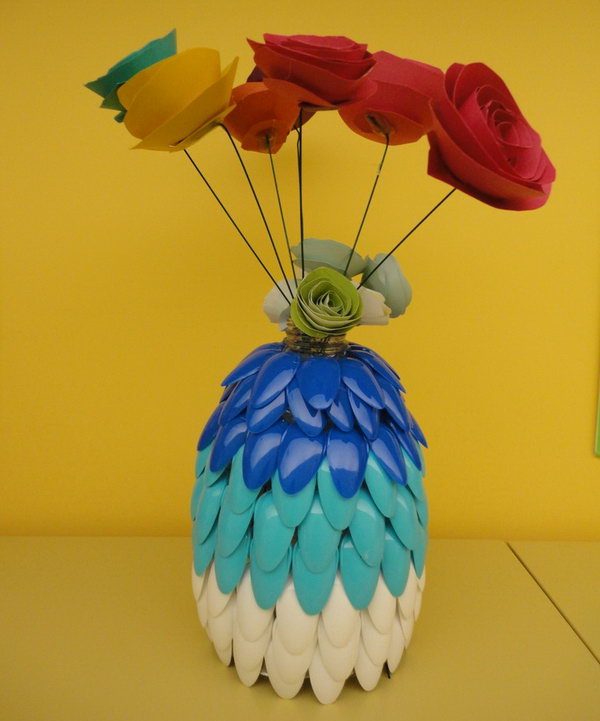 Plastic Spoon Vase. 