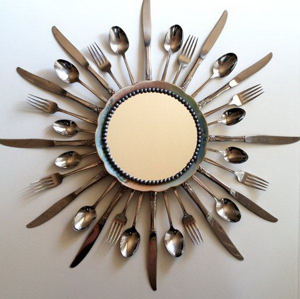 Sunburst Mirror Made With Old Kitchen Utensils. See the tutorial 
