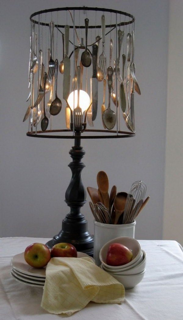 DIY Silverware Lamp. Read more about it 