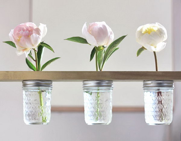 Mason Jar Flower Shelf. 