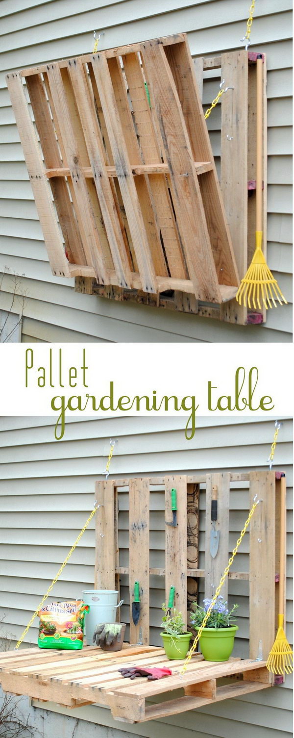 DIY Pallet Gardening Table.  Get the tutorial 