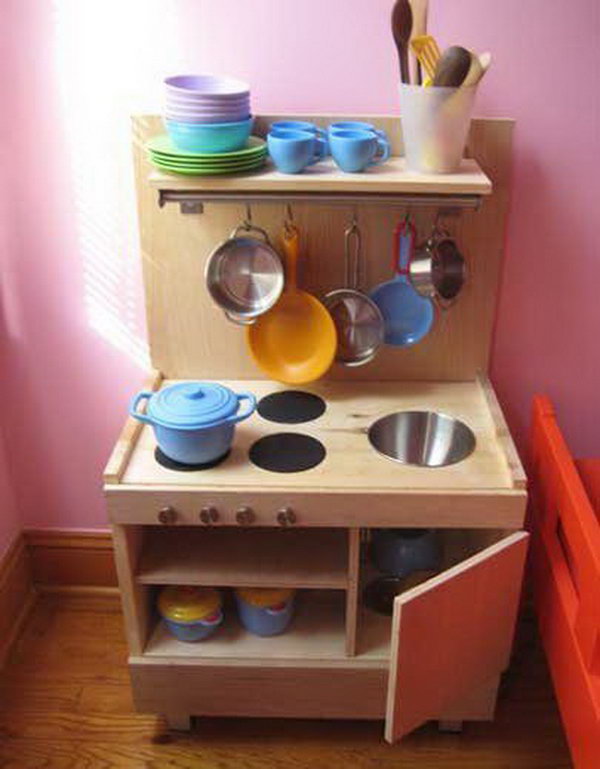 DIY Play Kitchen from Ikea Components. See more details 
