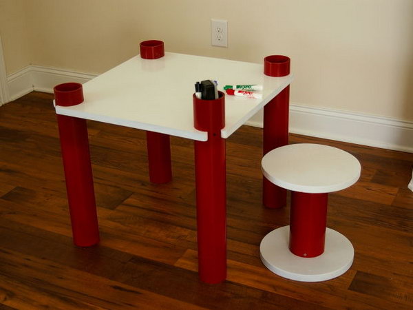 PVC Kids’ Table and Stool. See the tutorial 