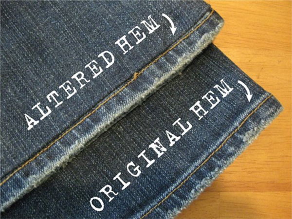 Hot to alter the jeans leaving the cool original distressed hem at the bottom 