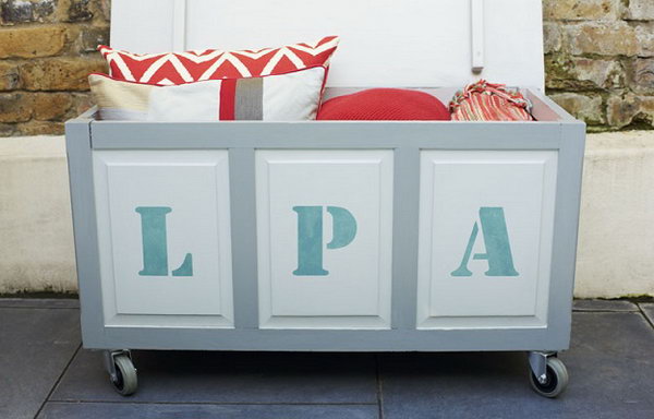Revamp an old box with a fresh lick of paint and a stencil of your initials 