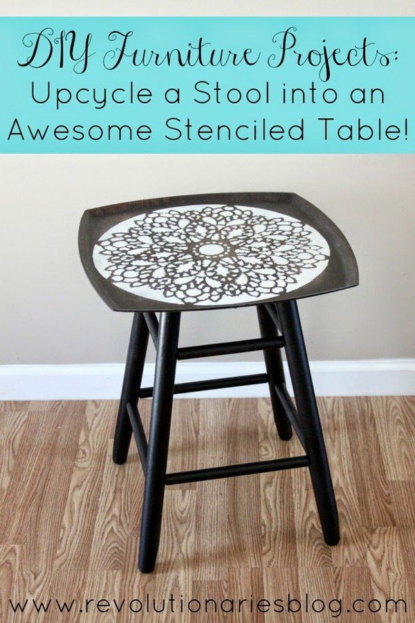 Upcycle a Stool into an Awesome Stenciled Table 