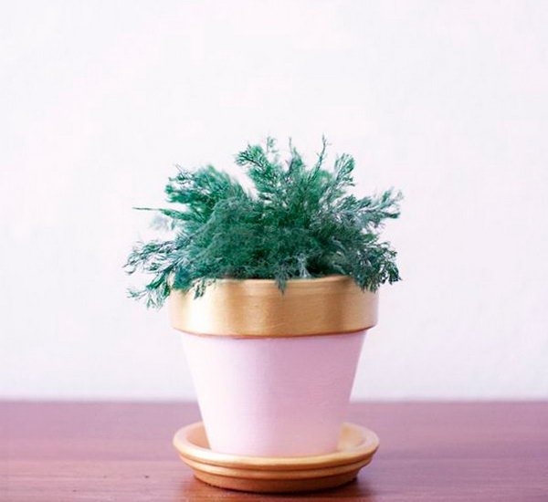Pink and Copper Plant Pot. 