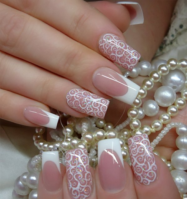 White Nail Art Perfect for Your Wedding. 