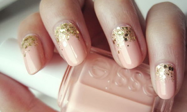 Pink Wedding Nail with Glitter. 