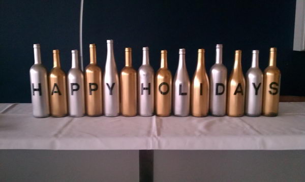 Holiday Party Crafting with Wine Bottles. 