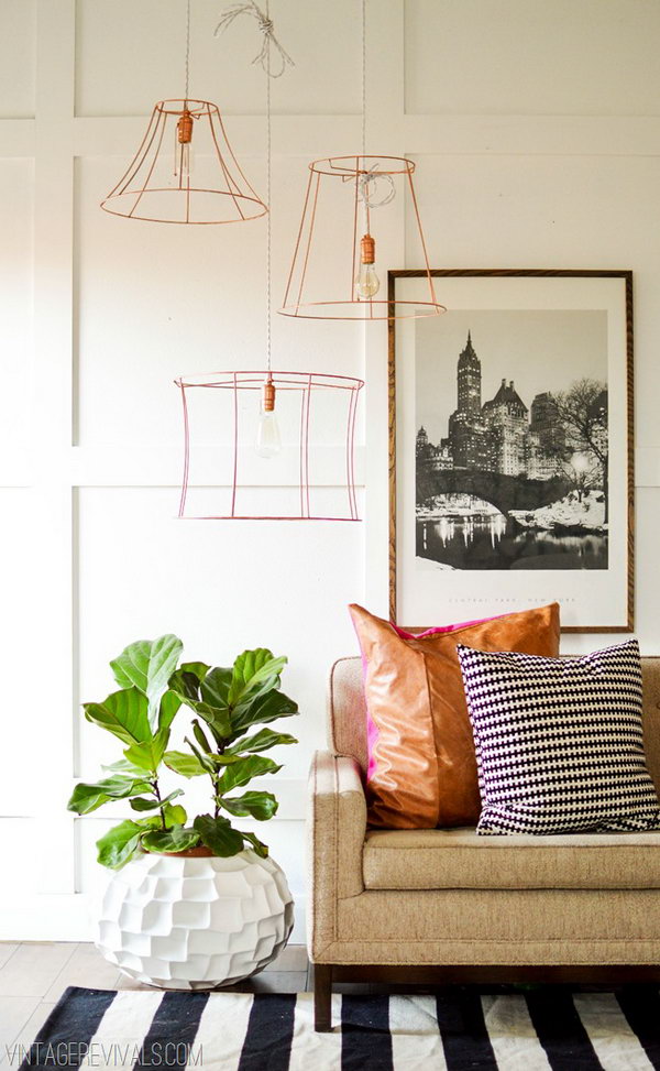 Copper Wire Pendant Lights. Get the tutorial 